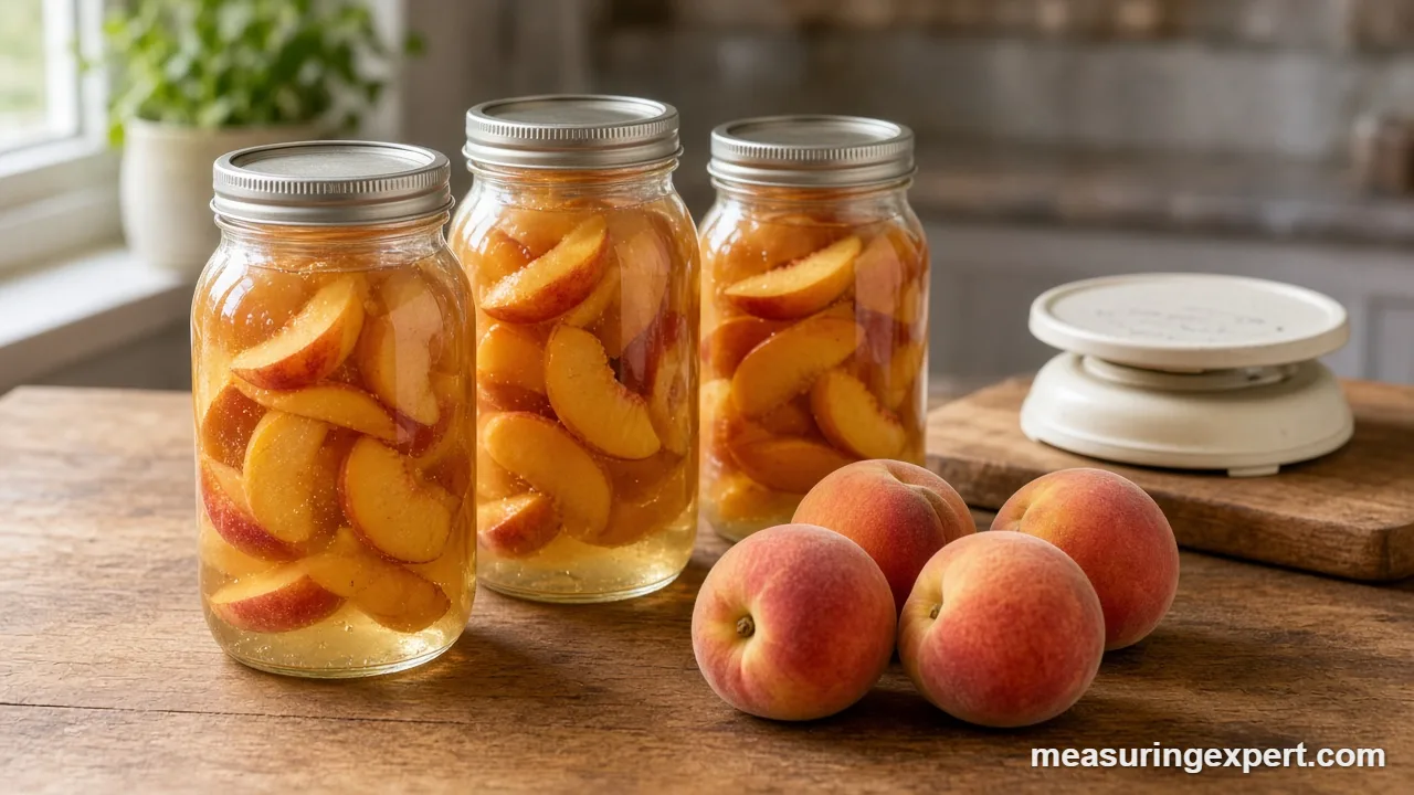 Filled jars with headspace left when canning fruits