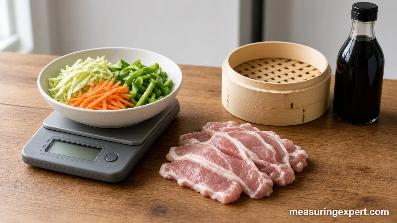 Digital kitchen scale weighing ingredients for Chinese cooking measurements