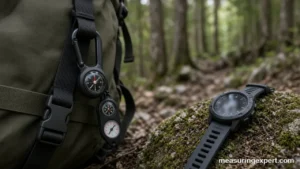 Best compass thermometer combo gauges clipped to a hiking pack