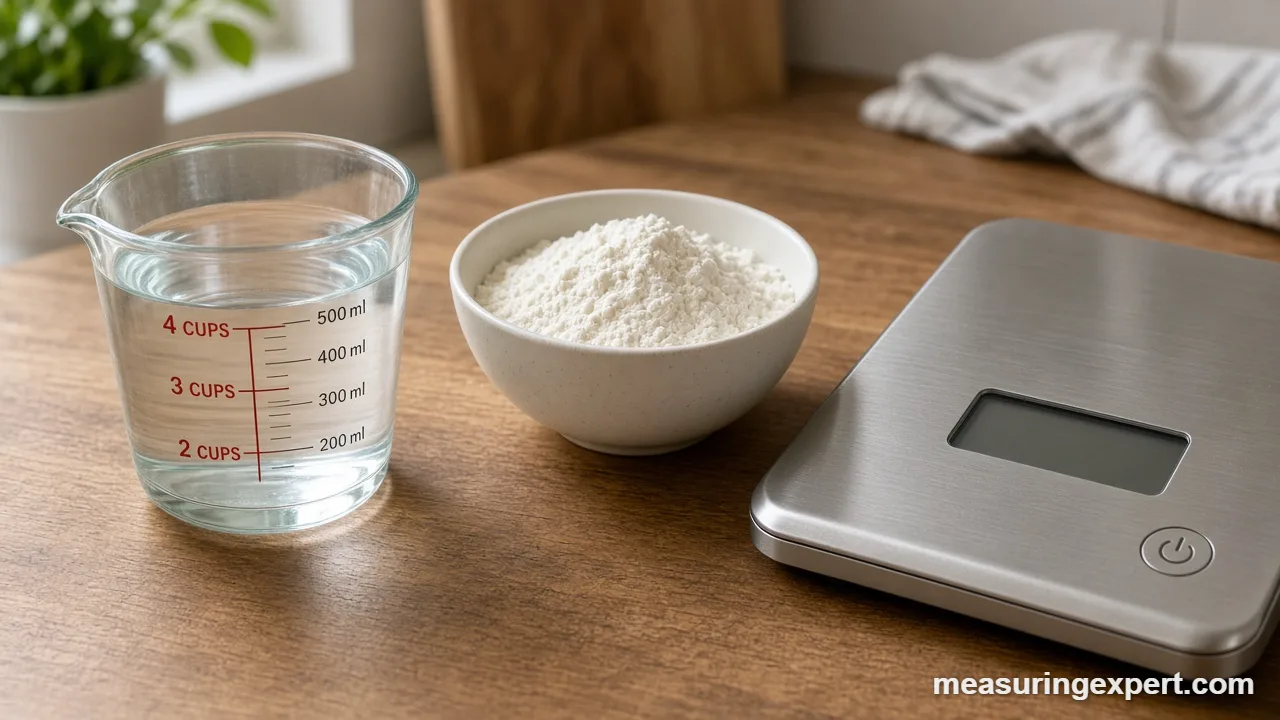 Cups in 16 oz of liquid shown in a glass measuring cup at the 2-cup mark