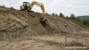 Cut and fill volumes on an earthwork site