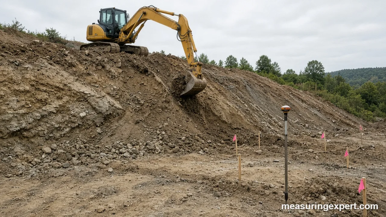 Cut and fill volumes on an earthwork site
