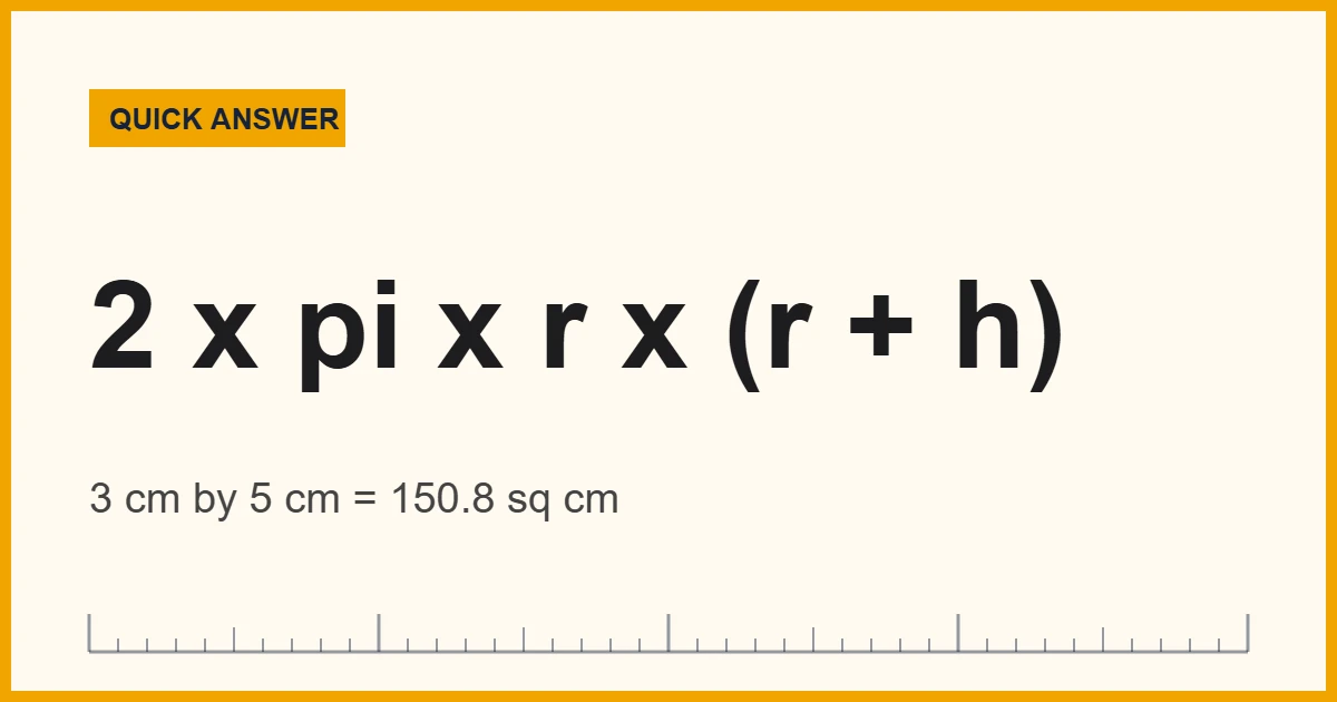 Cylinder surface area formula: 2 x pi x r x (r + h) for a can with radius and height