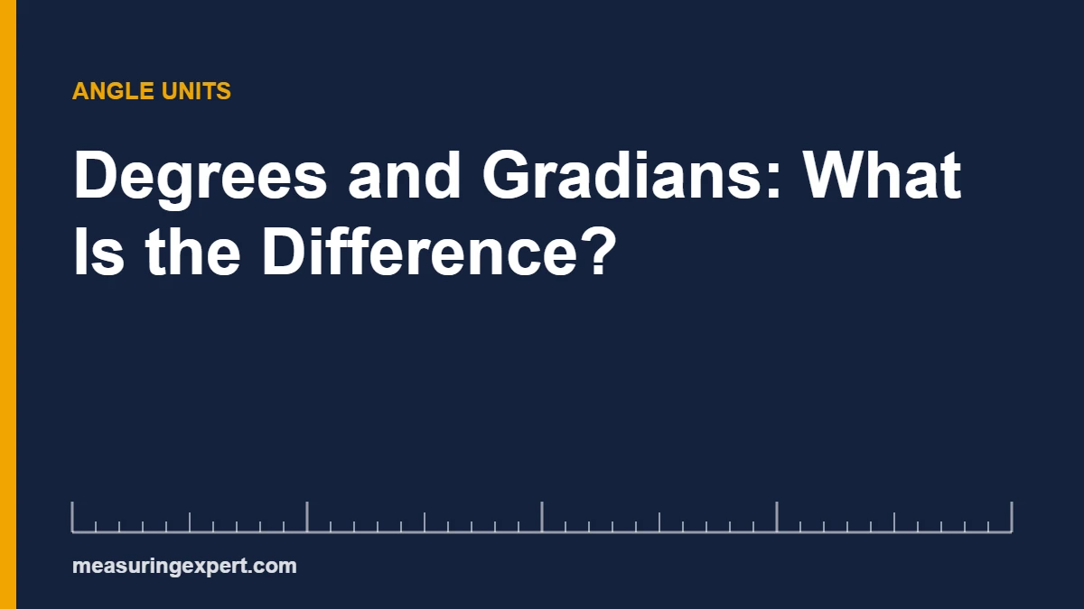 Chart comparing degrees and gradians for common angles