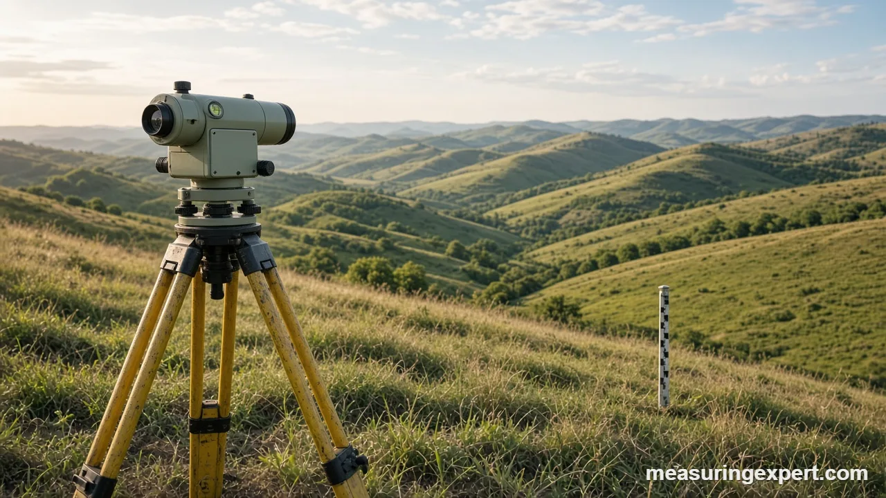 Measuring elevation change with an auto level and rod