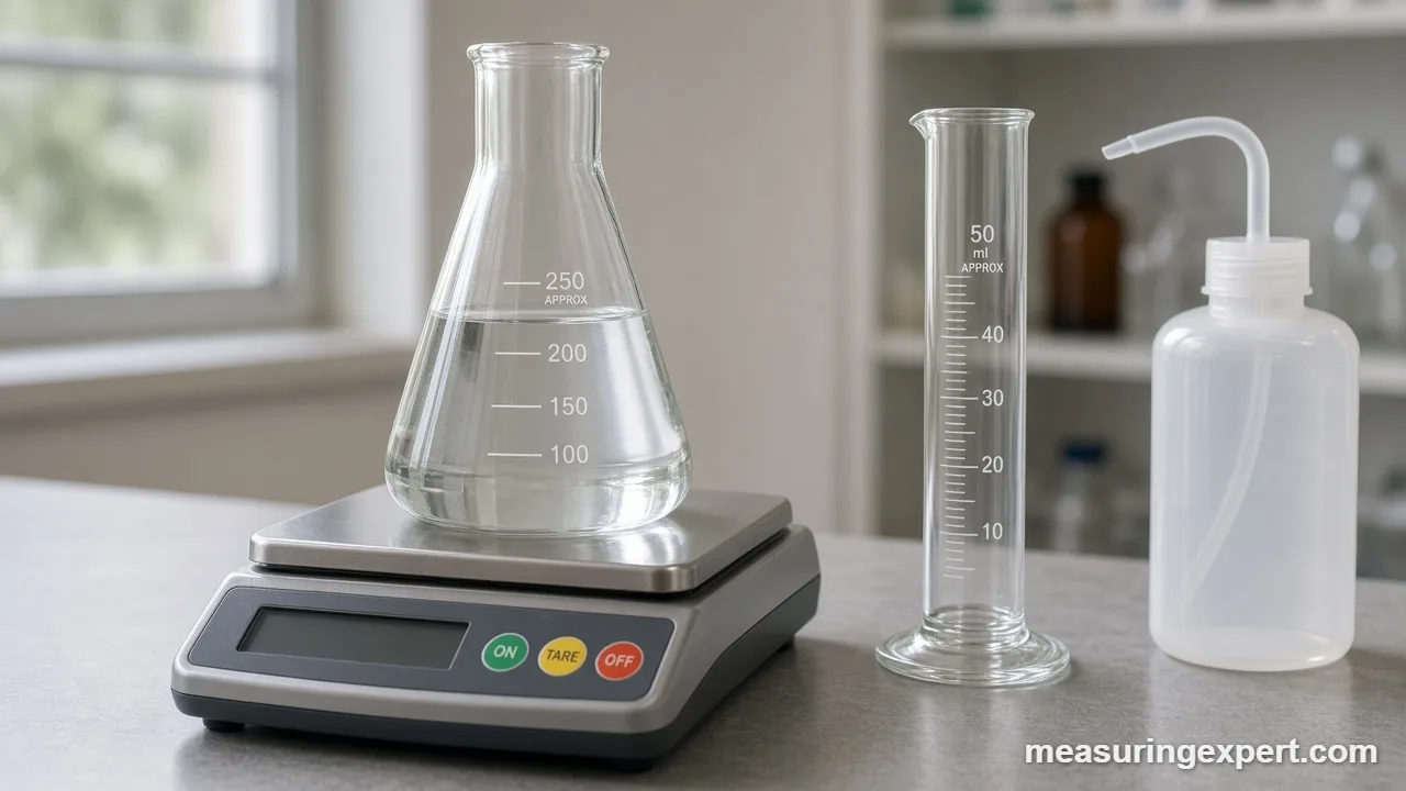 Graduated cylinder used for Erlenmeyer flask volume