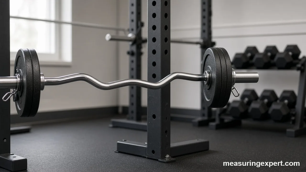 EZ bar weight: curl bar on a rack