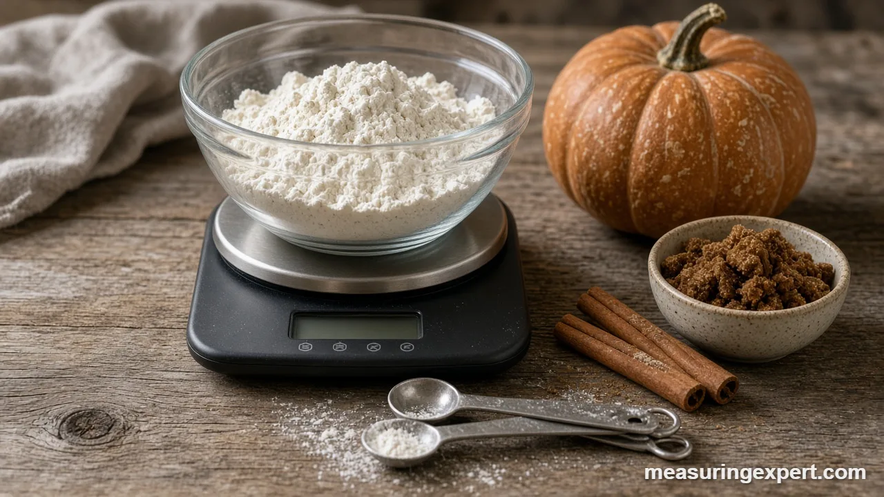 Fall baking measurements: a pumpkin pie and apple crisp cooling after baking