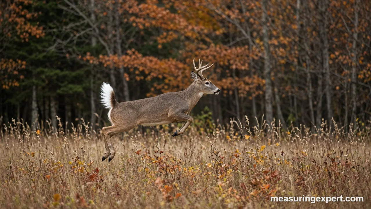 How fast deer run: whitetail bounding across a field