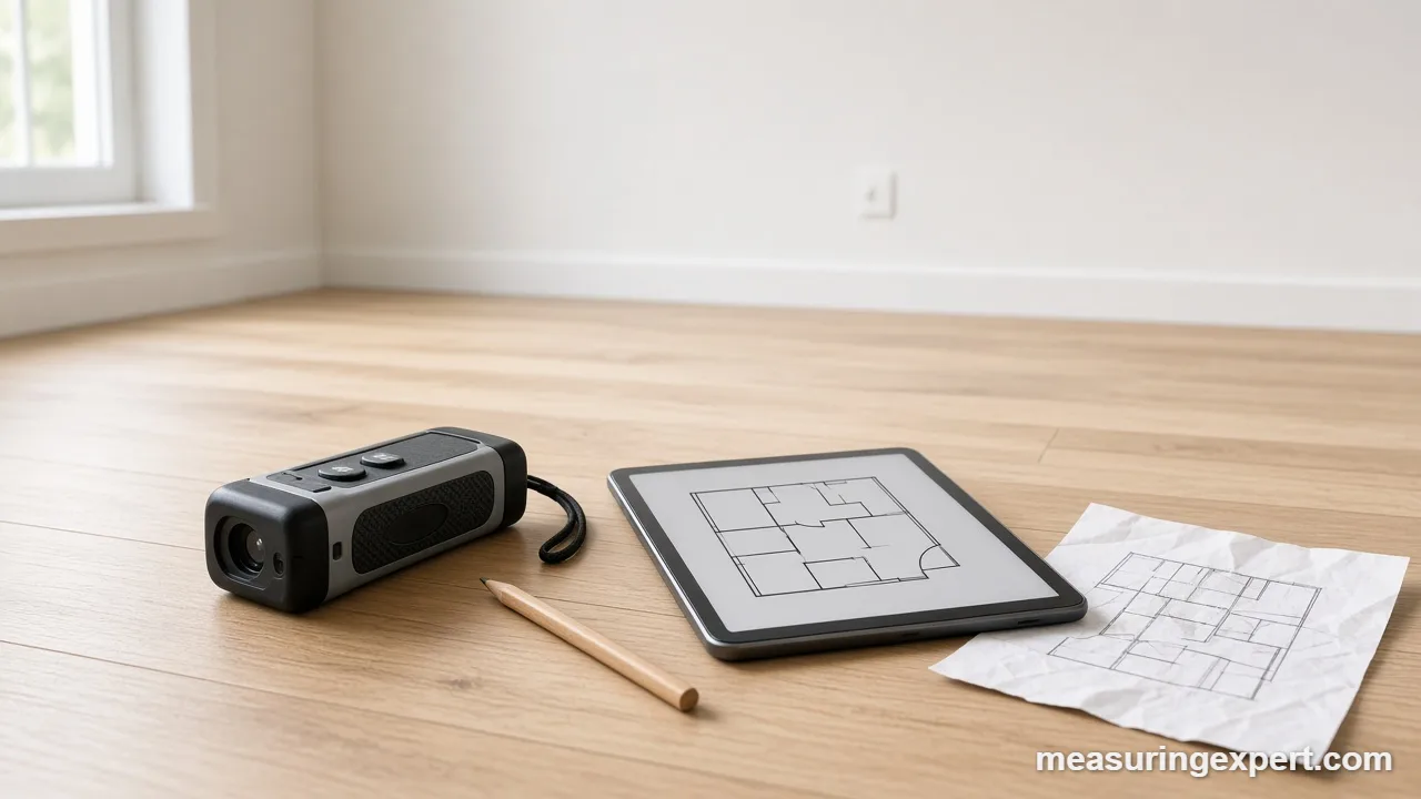 Best floor plan laser measurer used to map an empty living room