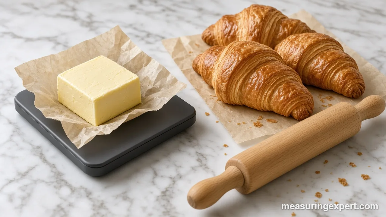 Butter block and rolling pin for French pastry butter ratios