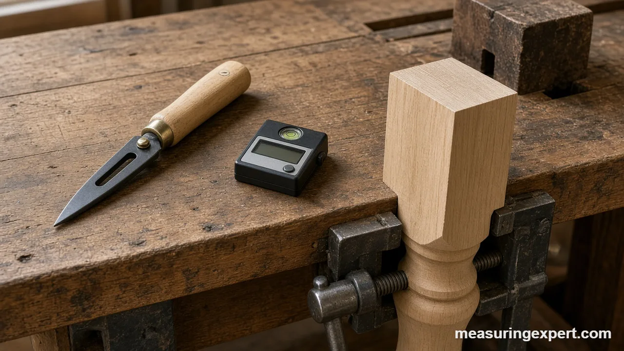 Digital gauge to measure angles for furniture legs and chairs