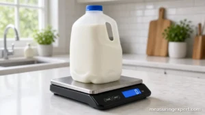 Weight of a gallon of milk on a scale
