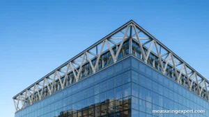 Geometry in architecture shown by steel triangular trusses on a modern building