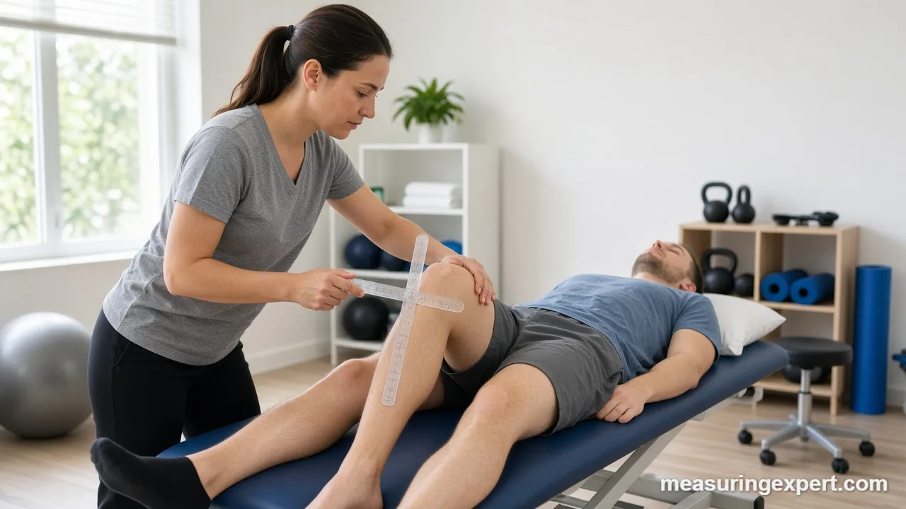 Goniometer measuring knee range of motion