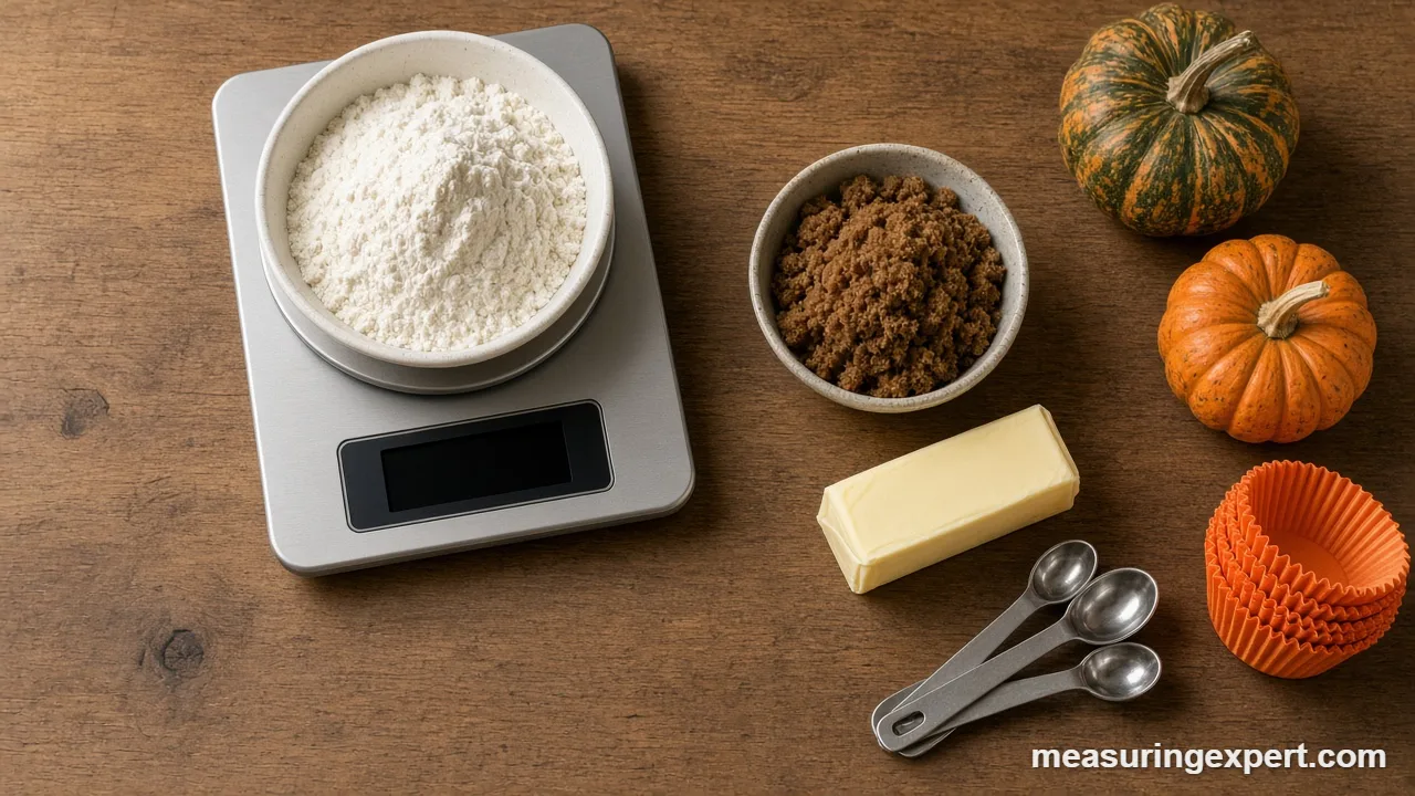 Measuring flour for Halloween treats on a kitchen scale