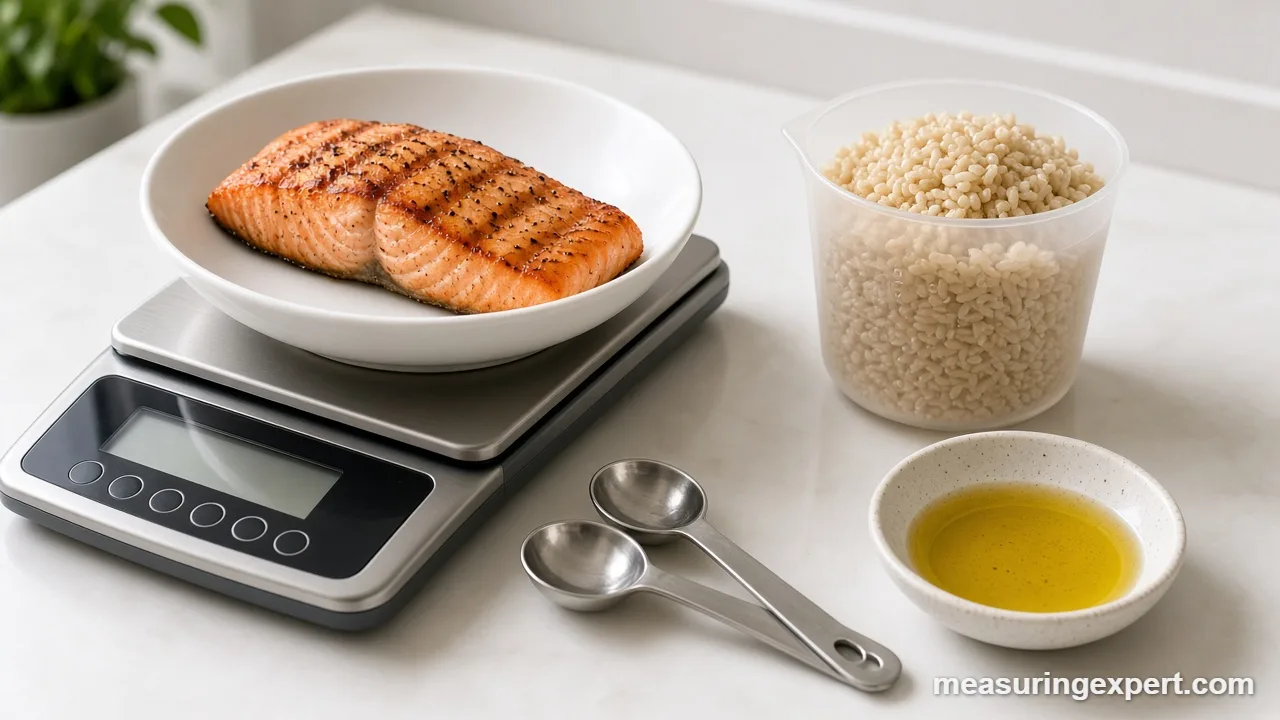 Measuring cups and spoons for heart-healthy meal portions