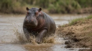 Hippo speed charging out of a river