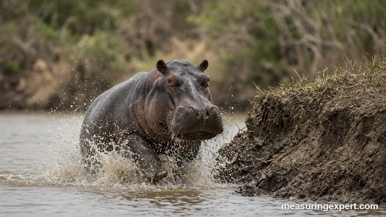 Hippo speed underwater walking on the riverbed