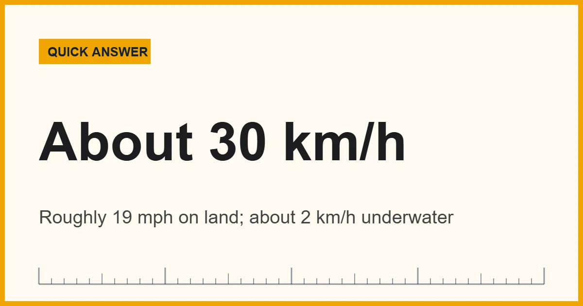 Hippo speed chart: about 30 km/h (19 mph) on land and about 2 km/h underwater