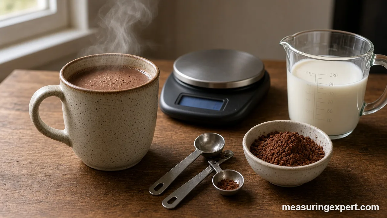 Chocolate chips and milk ready for hot chocolate measurements