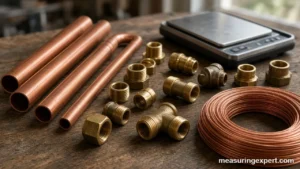 How dense is copper: pipes and wire on a bench