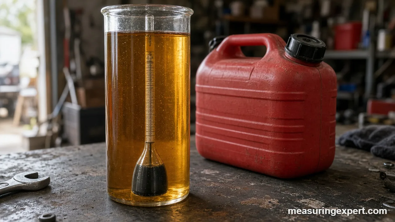 Measuring gasoline density with a hydrometer