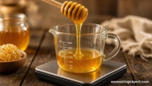 How dense is honey poured into a measuring cup