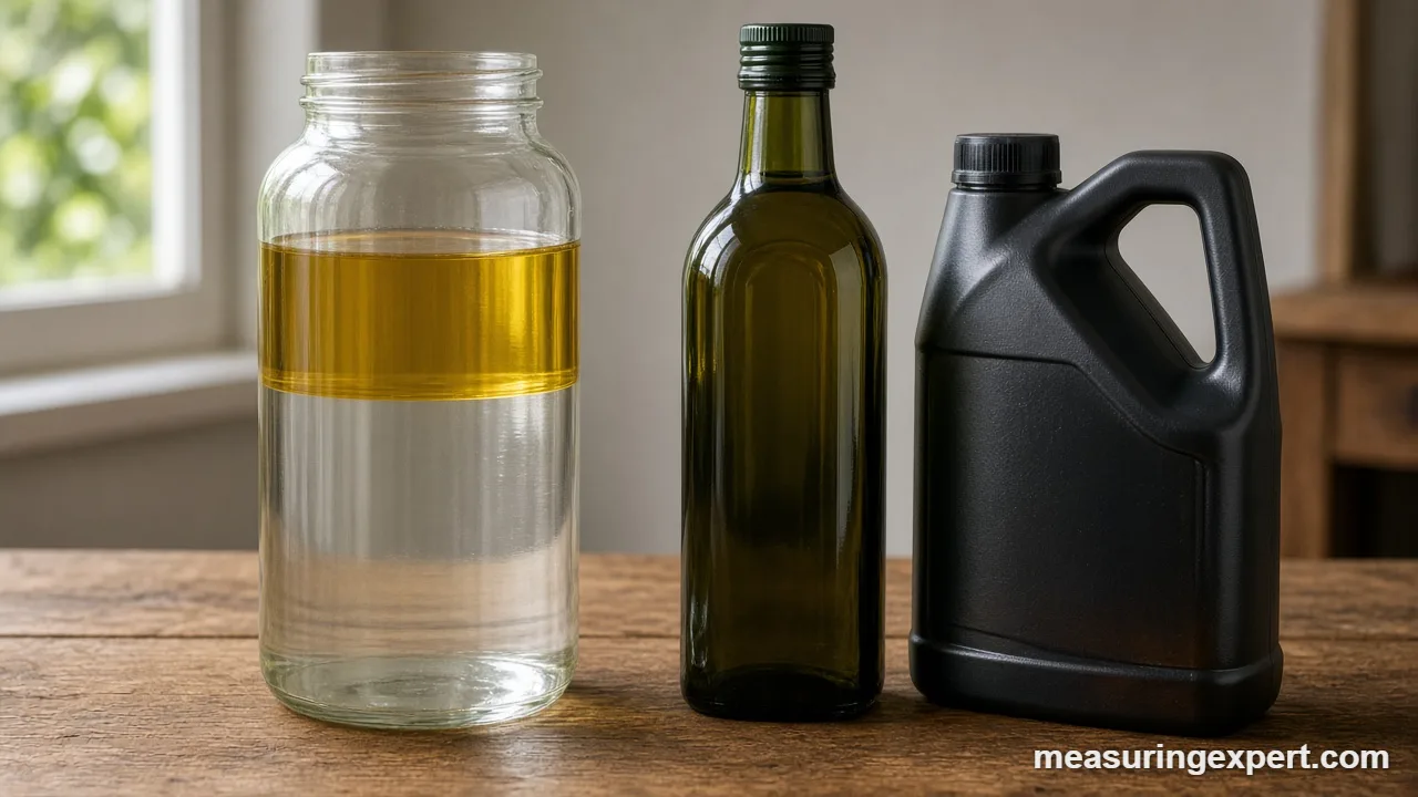 How dense is oil from the kitchen compared by type