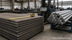 How dense is steel: steel plates in a workshop