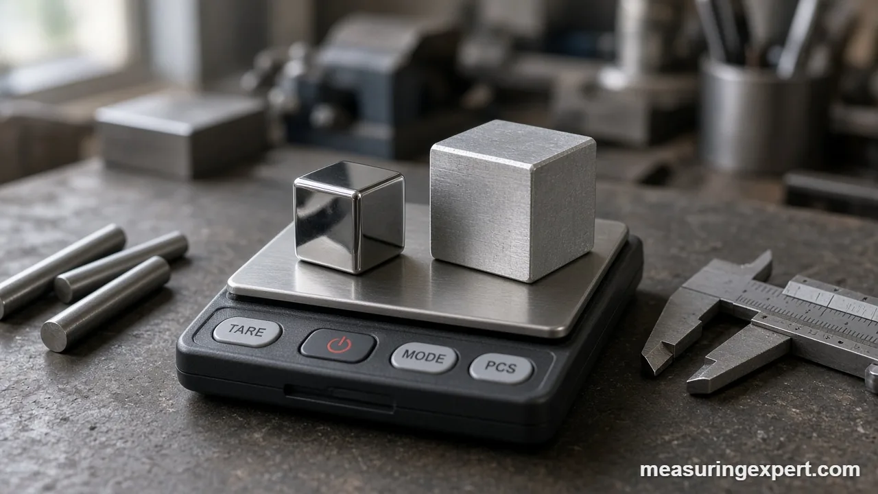 How dense is tungsten: a small cube on a scale