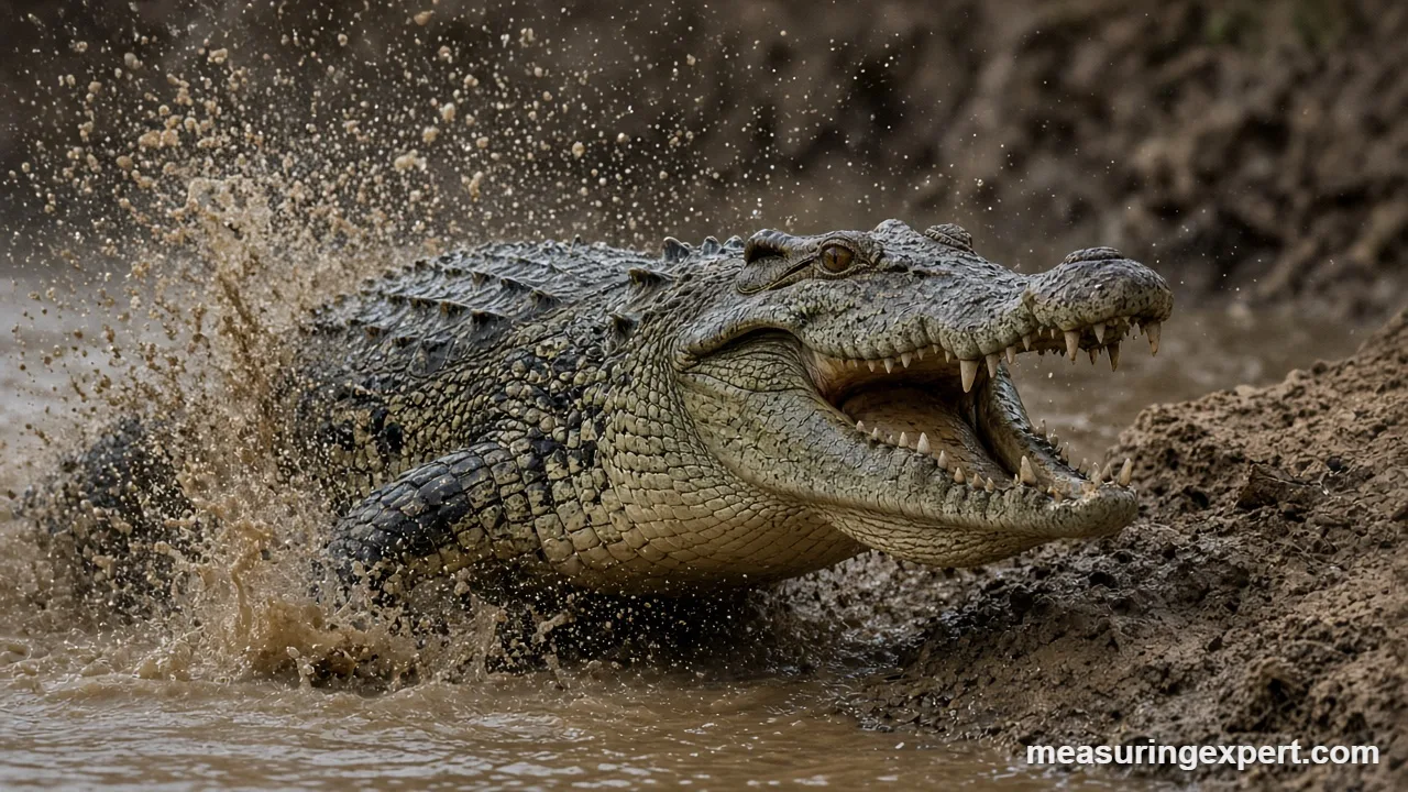 How fast are crocodiles lunging from water