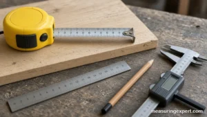 How to measure length with a tape measure on a wooden board