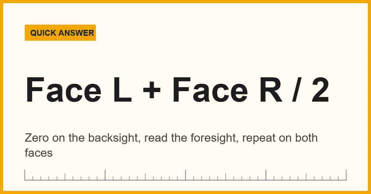 Theodolite quick answer: measure an angle on both faces and average the readings