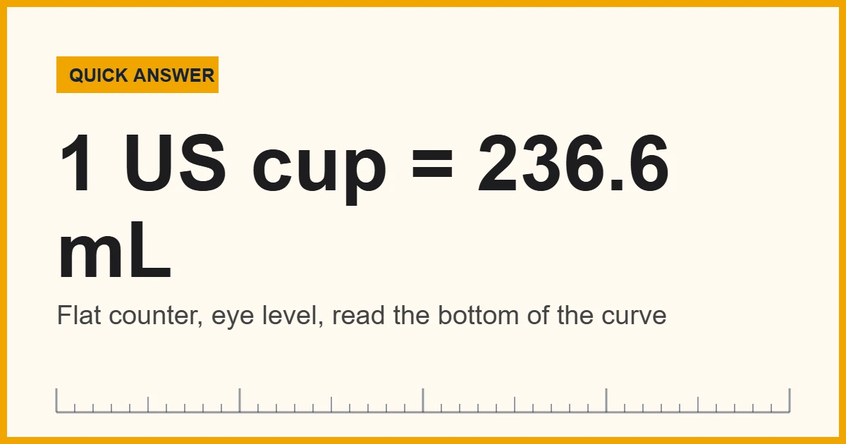 How to read a measuring jug at eye level for liquid ingredients