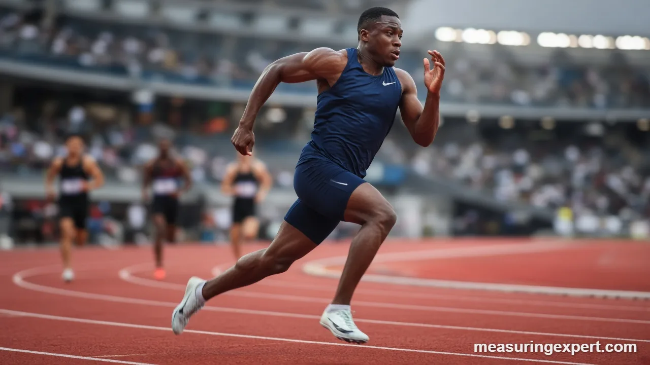 How fast can a human run: sprinter at top speed