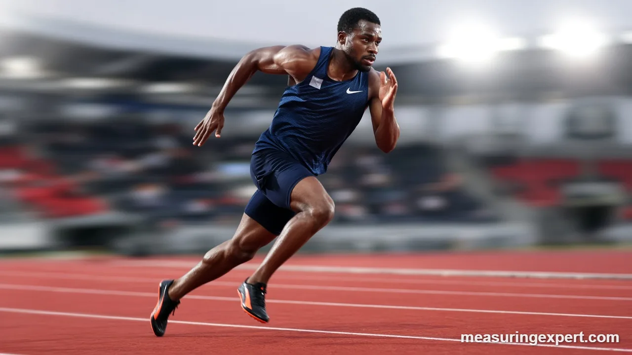Human run speed in a 100 m sprint