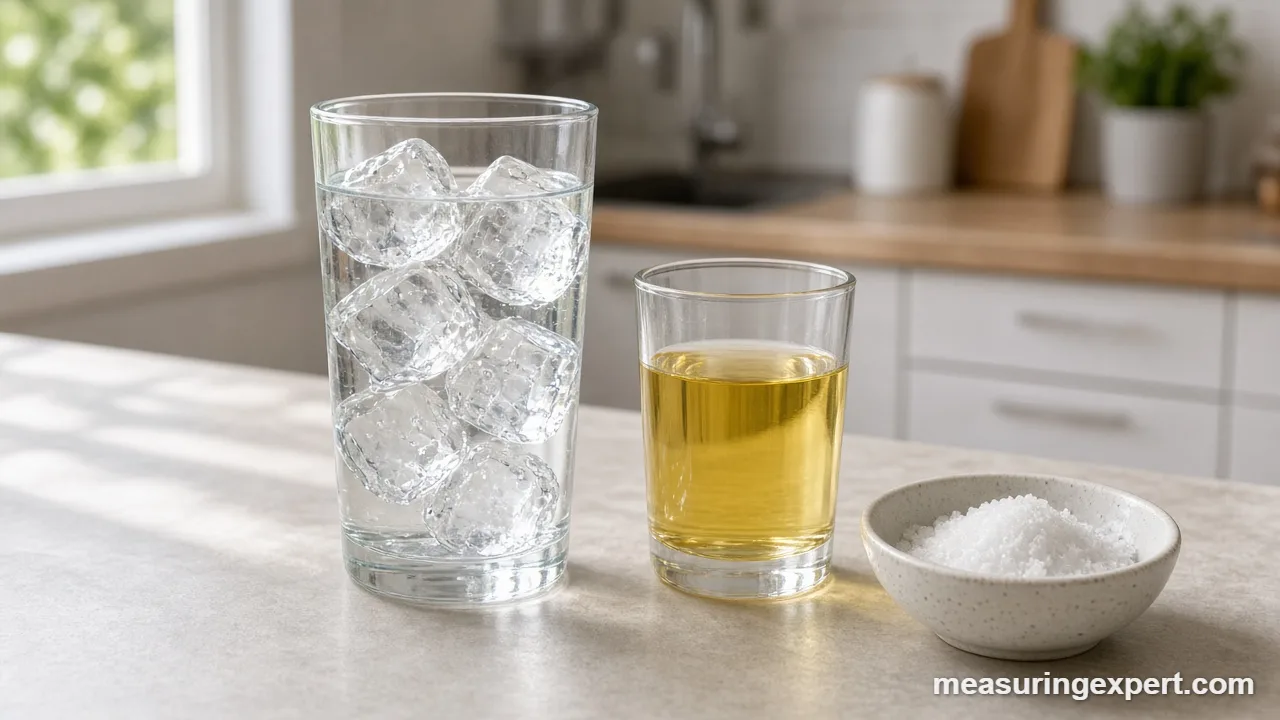 Ice density experiment: ice floating in water