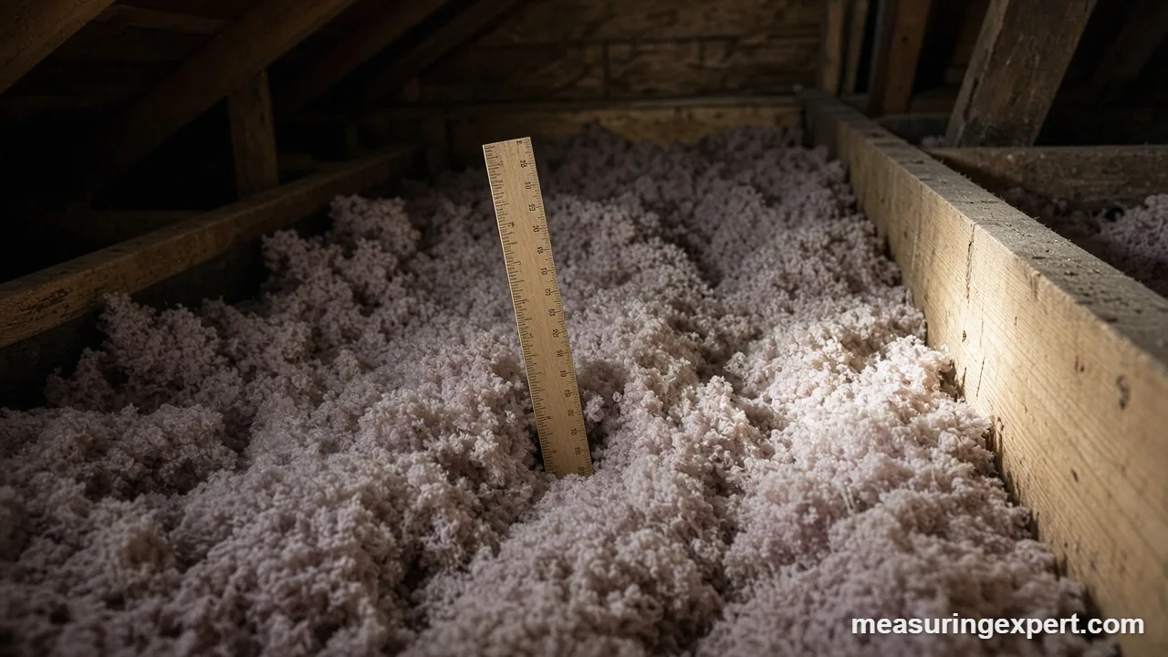 How to measure insulation thickness in an attic