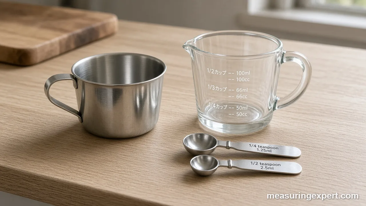 Measuring spoons for Japanese cooking measurements on a counter