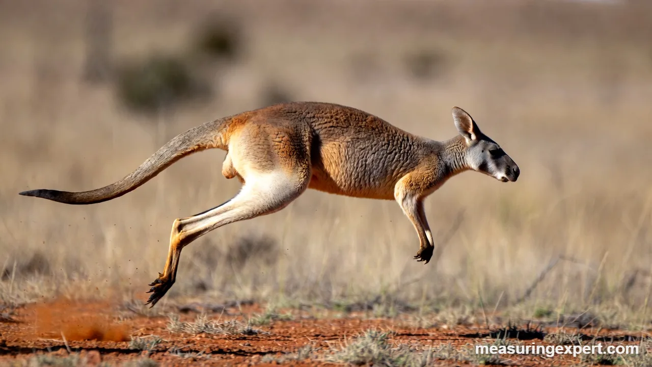 Kangaroo mid-hop, top kangaroo run speed vs cruising speed