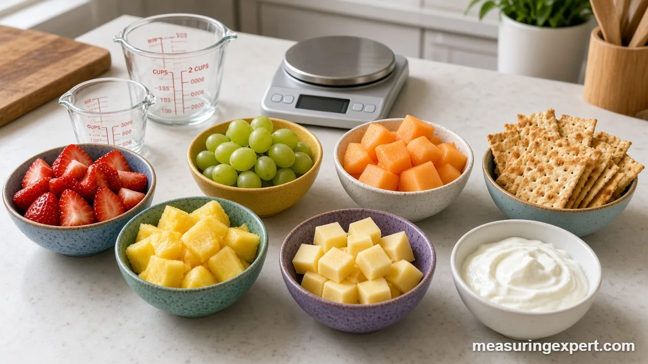 Cut fruit and cheese in small pieces for kid-friendly snacks