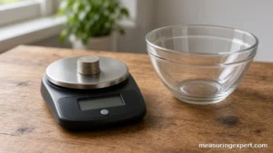 Kitchen scale accuracy test with coins on a digital kitchen scale