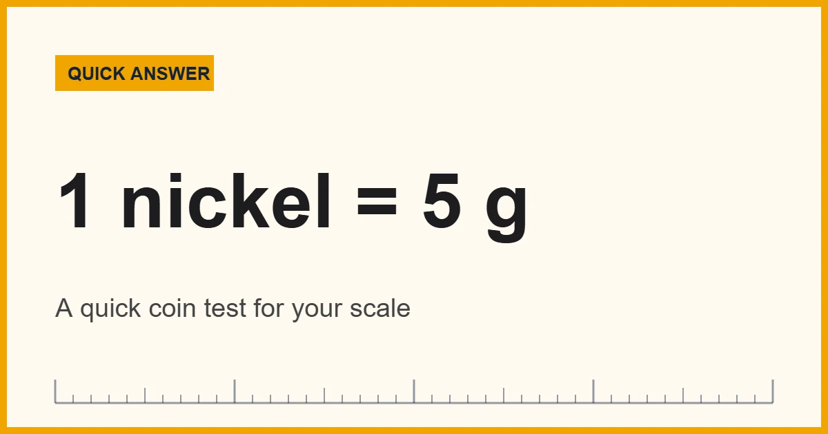 Kitchen scale accuracy check: one US nickel should read 5 g on the display