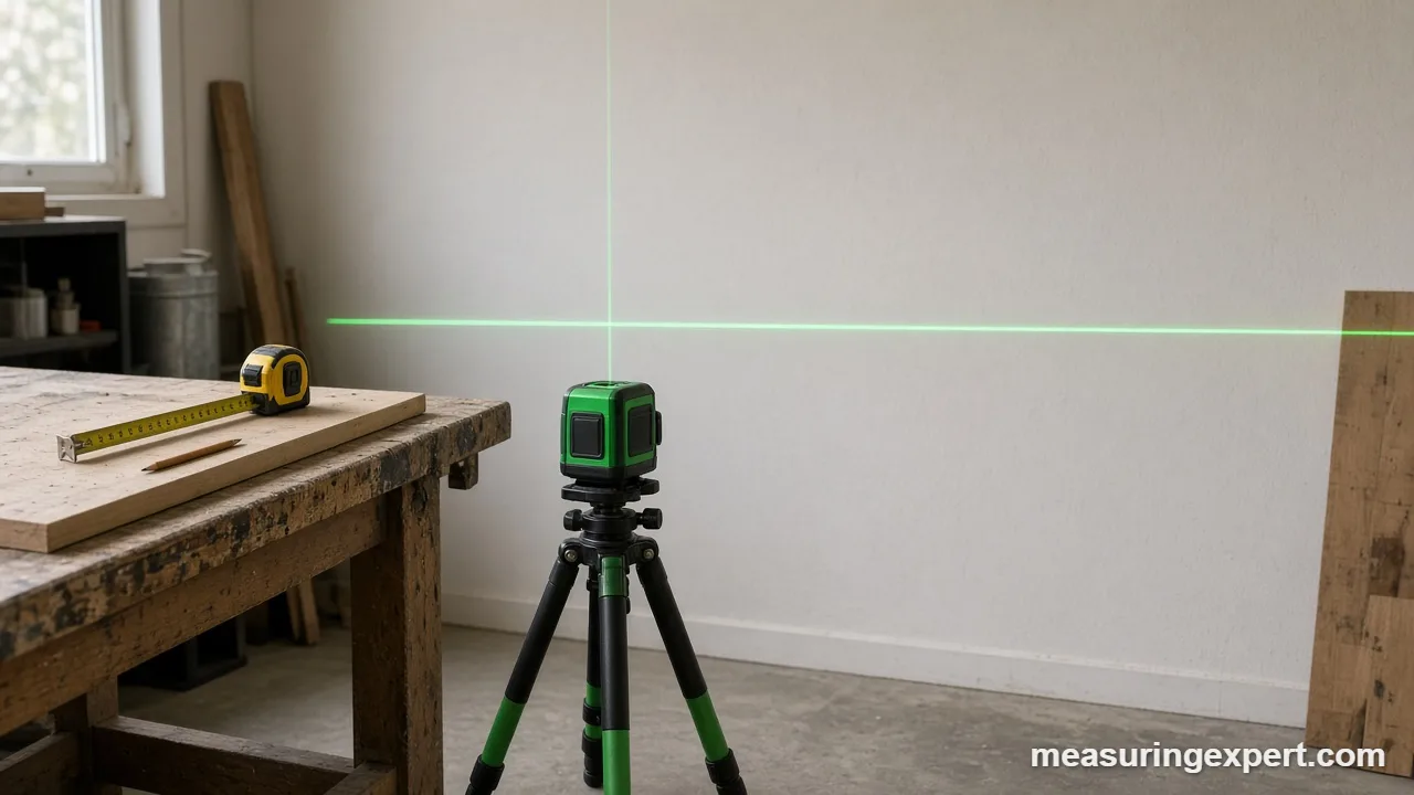 Laser level angles measured with a cross-line laser on a tripod