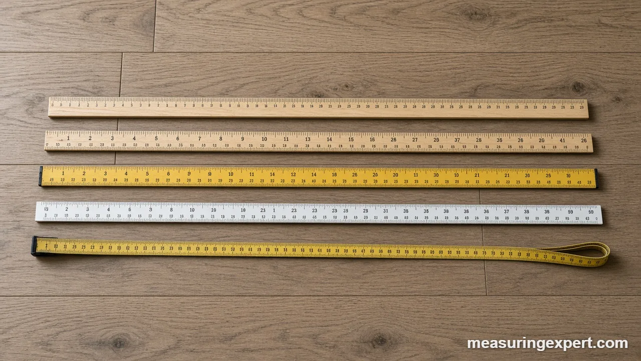 Length units on rulers, yardstick and meter stick
