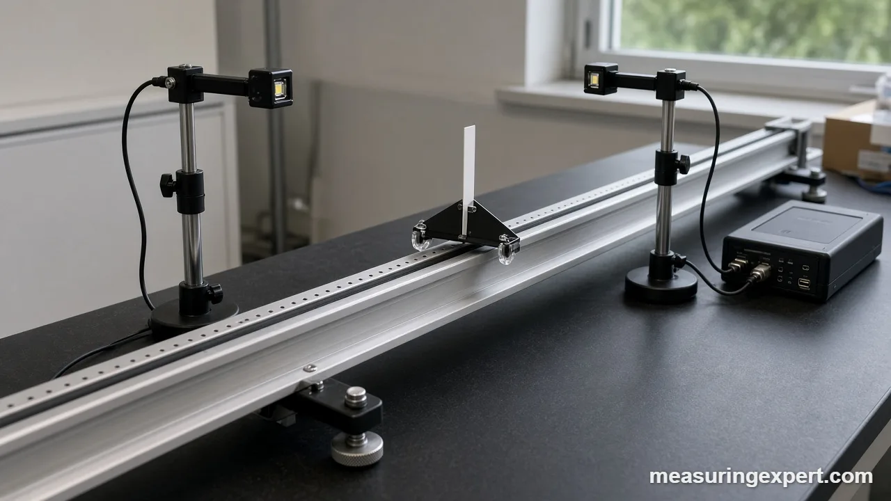 Two light gates measuring acceleration