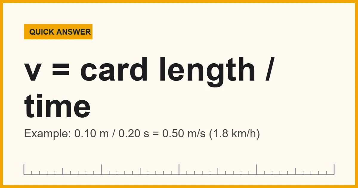 Light gates measure speed as card length divided by the time the beam is blocked
