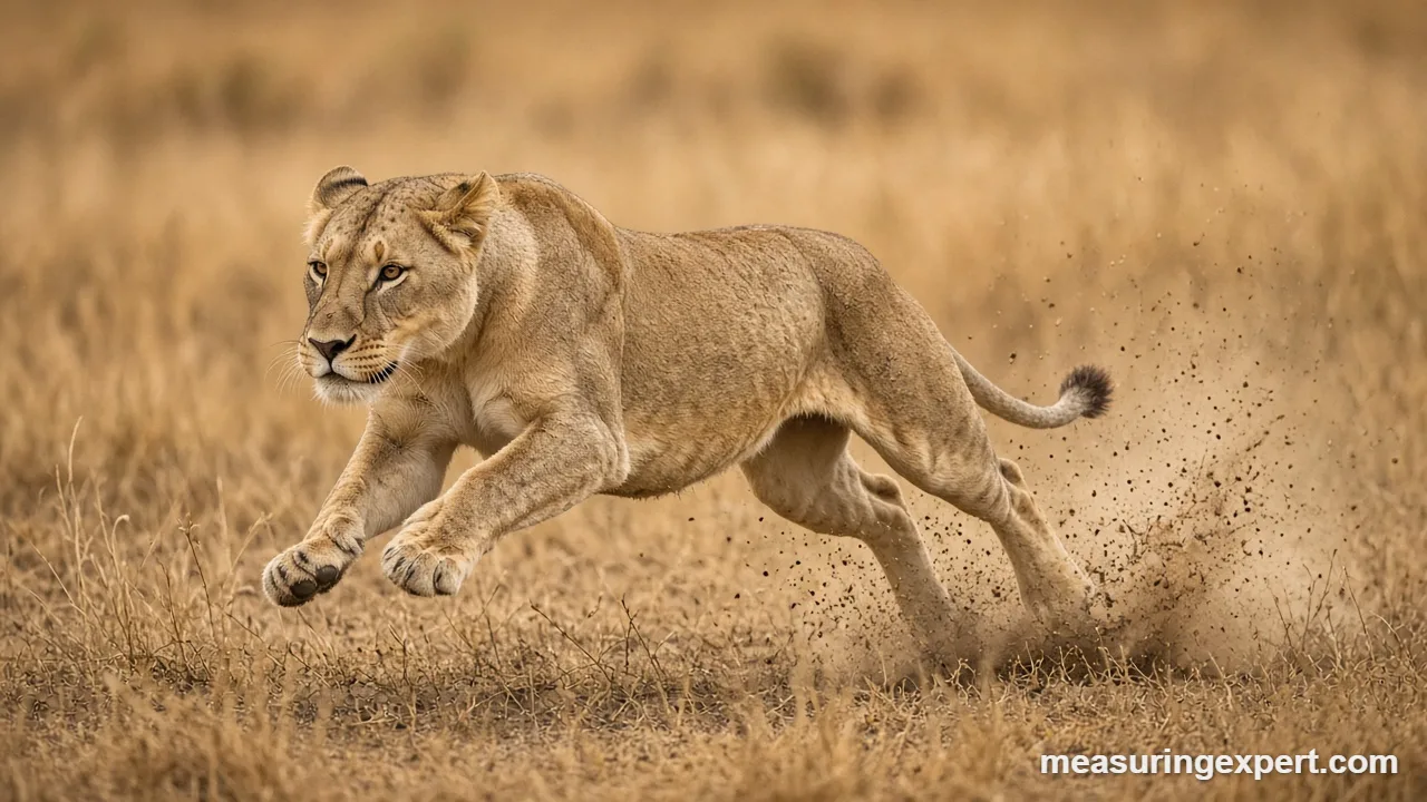 How fast a lion can run on the savanna
