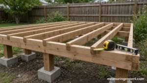 Load bearing capacity check on a wooden deck frame with posts and concrete footings